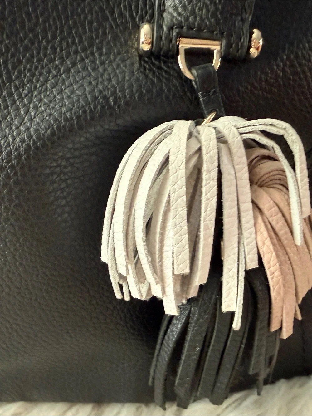 kate spade New York Black Leather Satchel with Tassel